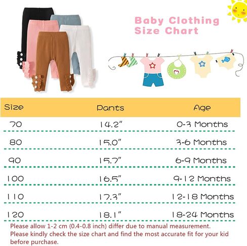 U·nikaka Toddler and Baby Girl Stretchy Flare Pants with Ruffle Fleece Pants and Leggings 5-Pack in Kuwait