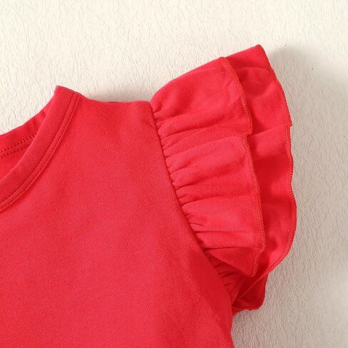 LYSMuch 2-5T Toddler Girls Ruffle Sleeve T Shirt Puff Short Sleeve Basic Tank Top Blouse Plain Solid Kids Casual Clothes in Kuwait