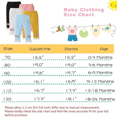 U·nikaka Toddler and Baby Girl Stretchy Flare Pants with Ruffle Fleece Pants and Leggings 5-Pack in Kuwait