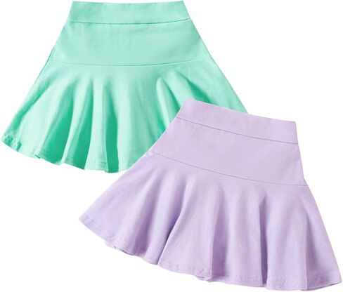 Neutocd Toddler Little Girls Skirts Skorts Elastic Flared Plain Pleated Tennis Skater Skirts for Girls Kids Built in Shorts in Saudi Arabia