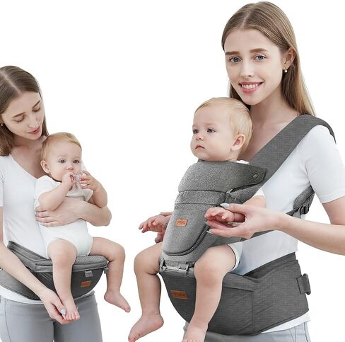Baby Carrier with Hip Seat, Baby Carrier Newborn to Toddler, 6-in-1 Ways to Carry, All Seasons, Adjustable Baby Holder Carrier for Breastfeeding (Black） in Saudi Arabia