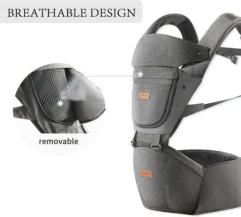 Baby Carrier with Hip Seat, Baby Carrier Newborn to Toddler, 6-in-1 Ways to Carry, All Seasons, Adjustable Baby Holder Carrier for Breastfeeding (Black） in Saudi Arabia
