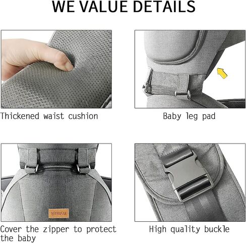 Baby Carrier with Hip Seat, Baby Carrier Newborn to Toddler, 6-in-1 Ways to Carry, All Seasons, Adjustable Baby Holder Carrier for Breastfeeding (Black） in Saudi Arabia