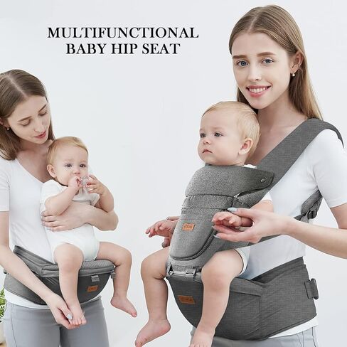 Baby Carrier with Hip Seat, Baby Carrier Newborn to Toddler, 6-in-1 Ways to Carry, All Seasons, Adjustable Baby Holder Carrier for Breastfeeding (Black） in Saudi Arabia