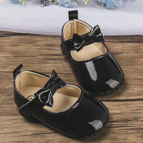 KIDSUN Infant Baby Girls Mary Jane Shoes Non-Slip Rubber Sole Ballet Slippers Princess Dress Wedding Shoes Newborn Crib Shoes First Walkers Shoes in Saudi Arabia