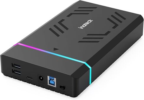 Inateck RGB 3.5-Inch Hard Drive Enclosure, USB 3.0 External Hard Drive Enclosure for 2.5''/3.5'' SATA HDD and SSD, with Expansion Ports and 12V/2A Power Adapter, Supports Up to 20TB, FE3003 in Kuwait