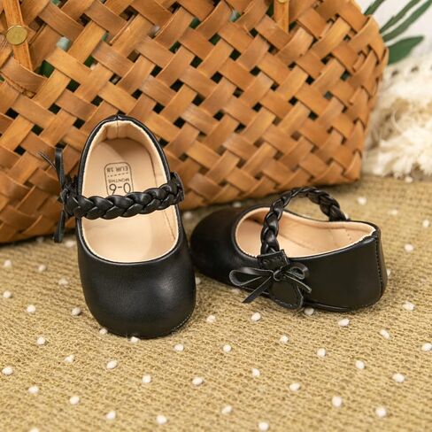 Meckior Infant Baby Girls Boys Handmade Princess Flats Toddler First Walkers Soft PU Leather Non-Slip Crib Wedding Dress Shoes in Kuwait