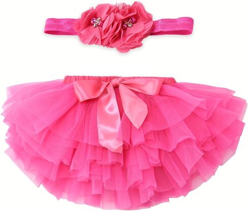 Exegawe Baby Girls Tutu Skirt with Headband, Toddler Girls Tulle with Diaper Cover Birthday Party Dress in Saudi Arabia