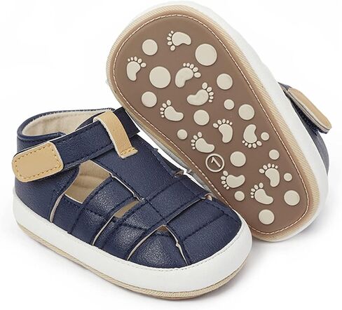 HsdsBebe Baby Boys Girls Pu Leather Hard Bottom Walking Sneakers Toddler Rubber Sole First Walkers Infant Cartoon Slippers Crib Shoes in Kuwait