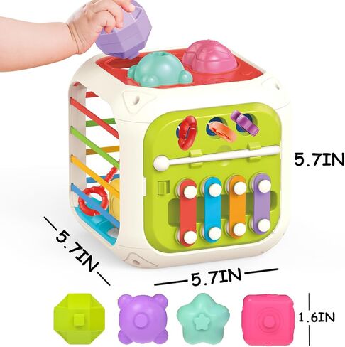 MINGKIDS 7 in1 Montessori Toys for Toddlers 1 Years,Shape Sorter Colorful Stacking and Pull String Toys,Car Travel Toys Christmas Birthday Gifts for Toddler Stocking Stuffer in Saudi Arabia