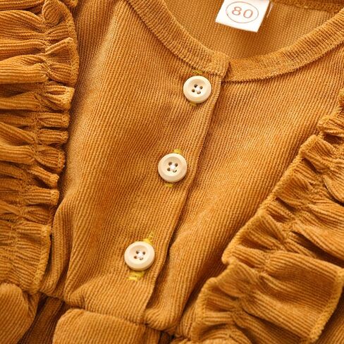 Karuedoo Kids Toddler Baby Girl Corduroy Ruffle Long Sleeve Dress Princess Party Dress Fall Winter Skirt Outfit in Kuwait