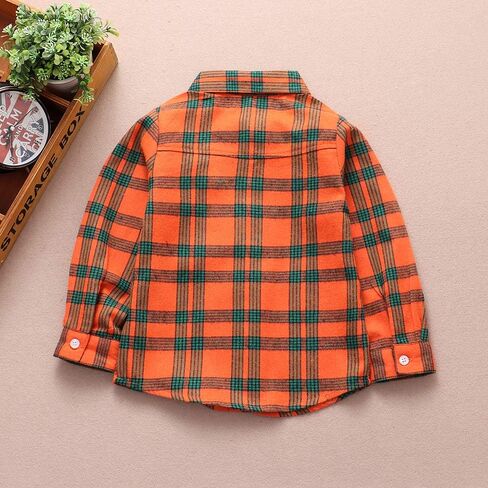 الرجال والصبي زر أسفل قميص طفل قميص من قماش فلانل طفل الجاموس منقوشة قميص الأولاد القمصان الغربية طويلة الأكمام الأب الابن قميص in Kuwait