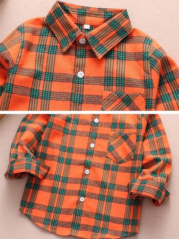 الرجال والصبي زر أسفل قميص طفل قميص من قماش فلانل طفل الجاموس منقوشة قميص الأولاد القمصان الغربية طويلة الأكمام الأب الابن قميص in Kuwait