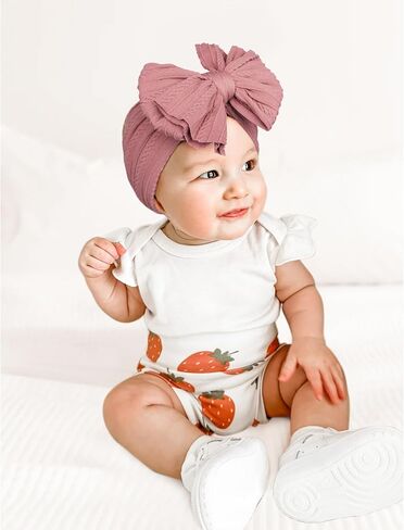 Niceye Handmade Baby Headbands Soft Stretchy Nylon Hair Bands with Bows for Newborn Infant Baby Toddler Girls- Pack of 6 in Kuwait