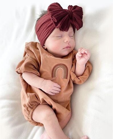 Niceye Handmade Baby Headbands Soft Stretchy Nylon Hair Bands with Bows for Newborn Infant Baby Toddler Girls- Pack of 6 in Kuwait