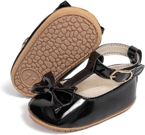 KIDSUN Infant Baby Girls Mary Jane Shoes Non-Slip Rubber Sole Ballet Slippers Princess Dress Wedding Shoes Newborn Crib Shoes First Walkers Shoes in Saudi Arabia
