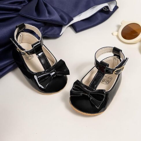 KIDSUN Infant Baby Girls Mary Jane Shoes Non-Slip Rubber Sole Ballet Slippers Princess Dress Wedding Shoes Newborn Crib Shoes First Walkers Shoes in Saudi Arabia