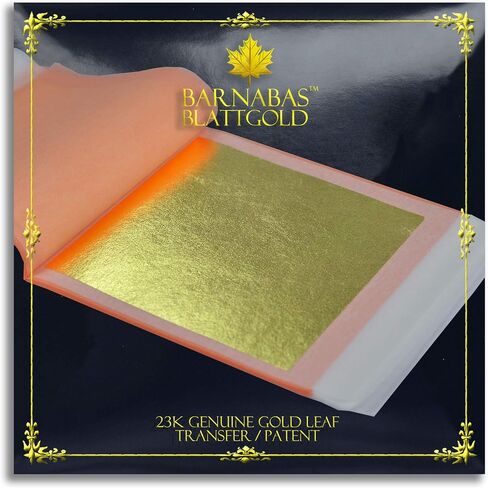 Barnabas Blattgold: 23.75K Gold Leaf Transfer Sheets [25 Sheets, 3.4 inch] - aka Gold Foil Sheets, Real Gold Leaf Sheets for Painting, Gold Leaf Sheets for Craft, Gold Leaf foil Sheets in Saudi Arabia