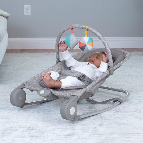 Summer Infant 2-in-1 Bouncer & Rocker Duo (Gray and Teal) Convenient and Portable Rocker and Bouncer for Babies Includes Soft Toys and Soothing Vibrations in Kuwait
