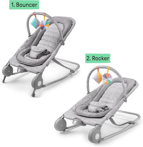 Summer Infant 2-in-1 Bouncer & Rocker Duo (Gray and Teal) Convenient and Portable Rocker and Bouncer for Babies Includes Soft Toys and Soothing Vibrations in Kuwait