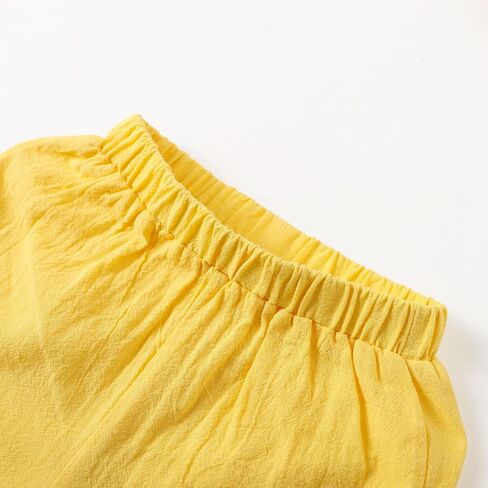 Little Girls Cotton Linen Outfits Set Summer Back Buttons Ruffle Tank Short Set in Saudi Arabia