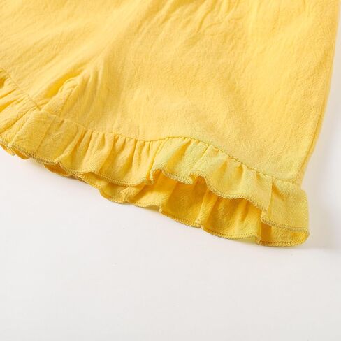 Little Girls Cotton Linen Outfits Set Summer Back Buttons Ruffle Tank Short Set in Saudi Arabia
