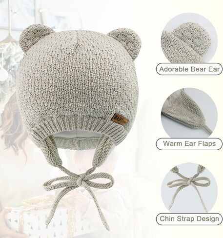 XIAOHAWANG Baby Hat Cute Bear Toddler Earflap Beanie Warm for Fall Winter in Saudi Arabia