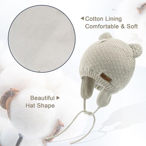 XIAOHAWANG Baby Hat Cute Bear Toddler Earflap Beanie Warm for Fall Winter in Saudi Arabia
