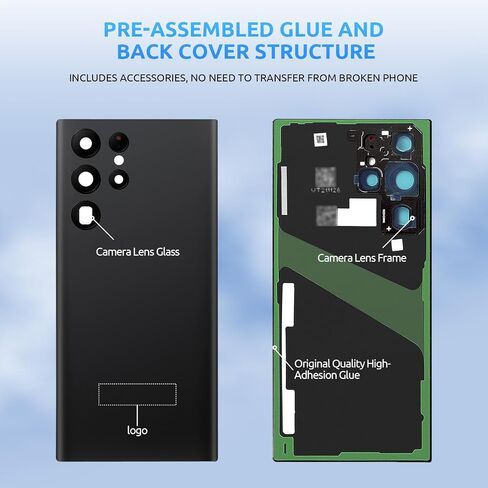 Back Cover Glass for Samsung Galaxy S22 5G S901 Black in Saudi Arabia