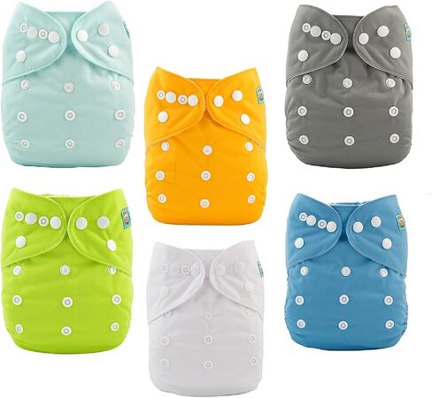 ALVABABY Baby Cloth Diaper 6 Pack with 12 Inserts One Size Cloth Diaper Covers Adjustable Washable Reusable for Baby Girls and Boys in Saudi Arabia