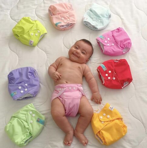 ALVABABY Baby Cloth Diaper 6 Pack with 12 Inserts One Size Cloth Diaper Covers Adjustable Washable Reusable for Baby Girls and Boys in Saudi Arabia