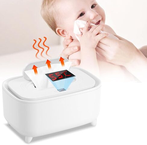 2024 Upgraded Baby Wipe Warmer w Light, USB Powered Wet Wipes Dispenser Warmer w Pop-Up Holder, Portable Large Capacity Diaper Warmer, Adult Nursery,Newborn Essential Must Have(NO RECHARGE BATTERY IN) in Kuwait