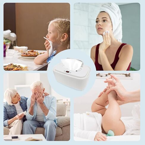 2024 Upgraded Baby Wipe Warmer w Light, USB Powered Wet Wipes Dispenser Warmer w Pop-Up Holder, Portable Large Capacity Diaper Warmer, Adult Nursery,Newborn Essential Must Have(NO RECHARGE BATTERY IN) in Kuwait