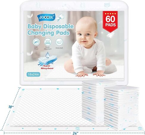 Disposable Changing Pads for Baby 15% Thicker Super Absorbent 60 Pack Large Baby Underpads Ultra Soft 18x24in in Kuwait