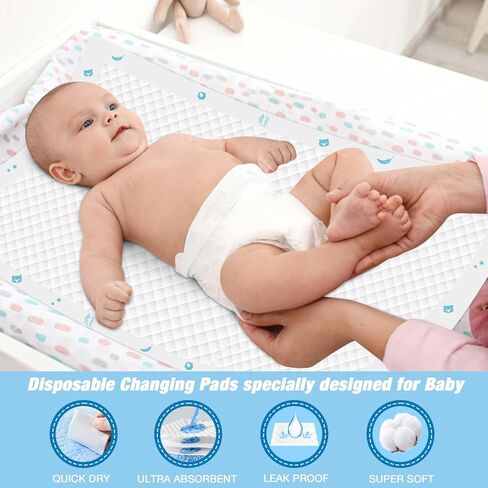 Disposable Changing Pads for Baby 15% Thicker Super Absorbent 60 Pack Large Baby Underpads Ultra Soft 18x24in in Kuwait