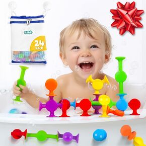 BUNMO Suction Bath Toys - Stocking Stuffers for Kids - No Mold Bath Toy - Hours of Fun - Fine Motor Skills - Stimulating & Addictive Sensory Suction Toy - Kids Stocking Stuffers - Textured 10 Pack