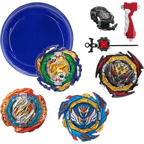 Battling Tops Burst Toy Game 4 Set Spinning Tops 2 Launchers Battle Battling Tops Set Great Birthday Gift for Children Kids Boys Ages 6+ (1854) Multicolor