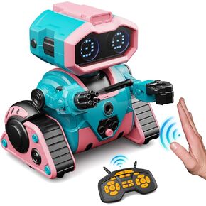 Robot Toys for Boys Girls,Rechargeable RC Robot for Kids with Programmable,Auto-Demonstration,Dance Moves,Music, LED Eyes,Gift for Children Age 3+ Years