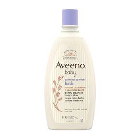 Aveeno Baby Nighttime Calming Comfort Bath, Body & Hair Wash with Relaxing Lavender & Vanilla Scents & Natural Oat Extract, Tear-Free Formula, Paraben-, Phthalate- & Soap-Free, 18 Fl. Oz