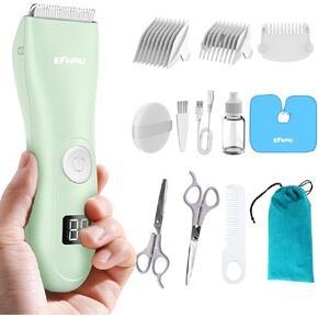 Baby Hair Clippers for Beginners - Professional Silent Hair Clippers Autism, Baby Hair Cutting Kit with IPX7 Waterproof, Safe Ceramic Blades and LED Display for Babies & Children & Adults (Emerald)