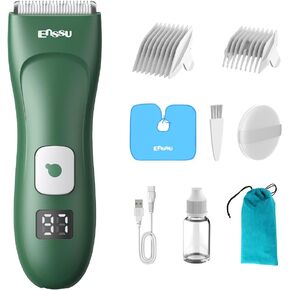 Baby Hair Clippers for Beginners - Professional Silent Hair Clippers Autism, Baby Hair Cutting Kit with IPX7 Waterproof, Safe Ceramic Blades and LED Display for Babies & Children & Adults (Emerald)