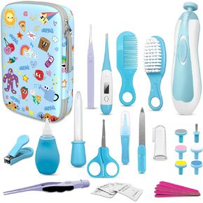 JIFTOK Baby Healthcare and Grooming Kit, 30 in 1 Baby Electric Nail Trimmer Set, Newborn Nursery Care Kit, Baby Essentials Set with Hair Brush Comb, Nail Clippers for Infant Toddlers Boys Girls (Pink)