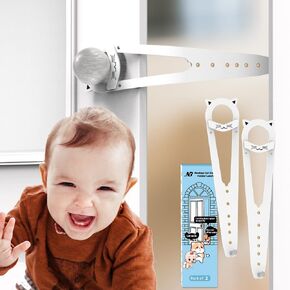 Child Proof Door Lock with Adjustable Door Strap and Latch. No Need for Interior Cat Door. Keep Toddler Out of Room with Litter Box While Let Cat in Easily.…