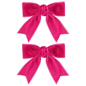 Red Velvet Ribbon Bow Hair Clip 3in Valentines Handmade Cute Alligator Barrettes Bowknot Hair Accessory Small for Little Teen Toddler Baby Girls Kids New Year Xmas Gift