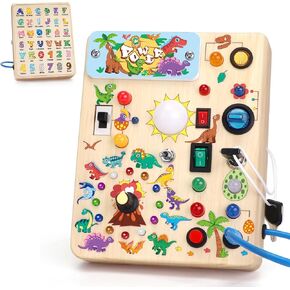 Montessori Busy Board,Montessori Toys for 1-3 Years Old,Baby Sensory Board,Preschool Learning Activities,Wooden Toys for Toddler,Christmas & Birthday Gift for Boys & Girls