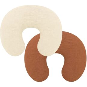 Pro Goleem Muslin Nursing Pillow Cover, 100% Cotton Soft Breathable Feeding Pillow Slipcover for Breastfeeding Moms, Fits Standard Infant Nursing Pillow, for Boys and Girls, 2 Pack (Brown＆Beige)