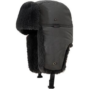 Clobeau Men's Faux Fur Trapper Hat Trooper Trapper Hat Warm Winter Hats Hunting Hat Ear Flaps Snow Ski Cycling Caps