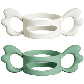 Baby Bottle Handles, Easy Grip Bottle,Silicone Wide-Neck Bottle Handle, Outer Diameter Over 6cm for Bottle Pink Green (2 Pack)