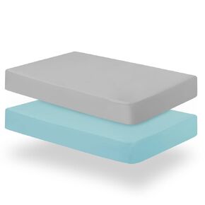 Biloban Crib Sheets Fitted for Boys, 2 Pack Crib Sheet Fits for Standard Crib Mattress, Neutral Toddler Bed Sheets Girl, Grey & Navy, 52"X 28"