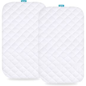 Waterproof Bassinet Mattress Pad Cover Compatible with Fisher Price On The Go Baby Dome, 2 Pack, Ultra Soft Viscose Made from Bamboo Terry Surface